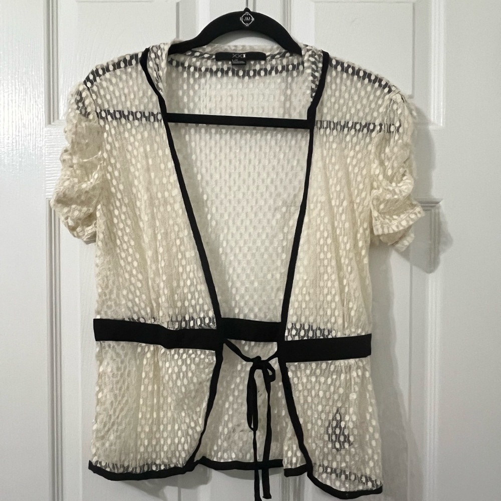 Forever 21 Cream and Black Sheer Vest